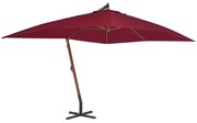 vidaXL Zweefparasol met houten paal 400x300 cm bordeauxrood