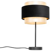 Stoffen Moderne tafellamp zwart met goud - Elif Modern E27 rond Binnenverlichting Lamp