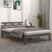 vidaXL Bedframe massief hout grijs 135x190 cm 4FT6 Double