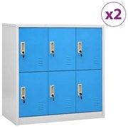 vidaXL Lockerkasten 2 st 90x45x92,5 cm staal lichtgrijs en blauw