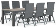 Tuinset 6 personen 240 cm Aluminium/textileen Grijs Hartman Sitges/Valley