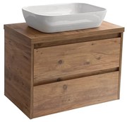 Sanicare Avenza badmeubel 80cm arrano oak met witte waskom 60x40cm