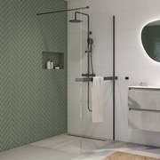 Saqu Modulo inloopdouche incl. antikalk 100x210cm met handdoekhouder mat zwart