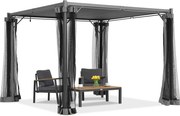 Antraciet Malaga terraspergola 3x4m met muggengaas Garden Point