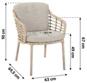 Tuinstoel Wicker Taupe-naturel-bruin 4 Seasons Outdoor Como