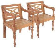 vidaXL Stoelen Batavia 2 st massief mahoniehout lichtbruin