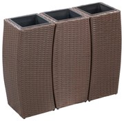 vidaXL Plantenbakken verhoogd 3 st poly rattan bruin