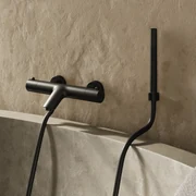 Saniclear Nero mat zwarte badkraan thermostatisch met handdouche set