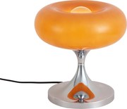 Retro tafellamp chroom met oranje glazen kap 31cm - Glaze