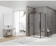 Van Rijn Products ST06 Softclose schuifdeur - 138.5x200cm - helder glas - dikte 8mm - tbv hoekcabine - incl. greep - zwart ST06350140ZW