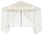 vidaXL Partytent pop-up zeshoekig met 6 zijwanden 3,6x3,1 m crèmewit