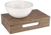 Differnz fonteinset - 40x21x10cm - Rechthoek - 0 kraangaten - wit mat keramieken waskom - Hout bruin eiken SW642467 / SW705517