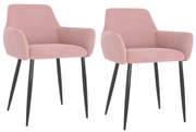 vidaXL Eetkamerstoelen 2 st fluweel roze