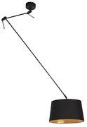 Hanglamp zwart met katoenen kap zwart met goud 35 cm - Blitz Modern E27 cilinder / rond rond Binnenverlichting Lamp