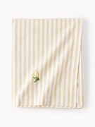 Gestreept tafelkleed Melony met geborduurde motieven