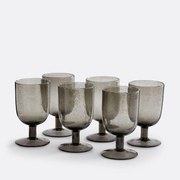 Set van 6 glazen op voet in bubbelglas, Faraji