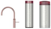 Quooker Fusion Round kokendwaterkraan - draaibare uitloop - Combi+ incl. Cube reservoir - Warm / kokend / bruisend / gefilterd water - Rosé koper 22+FRRCO-CUBE