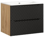 Comad Ocean Black badmeubel 70cm met 2 lades en wastafel wit glans