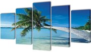 vidaXL Canvasdoeken zandstrand met palmboom 200 x 100 cm