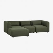Fogler 3-delige Modulaire Chaise Longue-bank Links Chenille Groen – Salie - Sklum