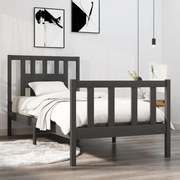 vidaXL Bedframe massief hout grijs 75x190 cm 2FT6 Small Single