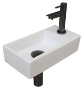 INK Versus Fonteinset - 36x18x9cm - wasbak links - porselein Mat wit/metal black 1805364