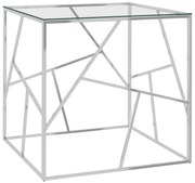 vidaXL Salontafel 55x55x55 cm roestvrij staal en glas zilverkleurig