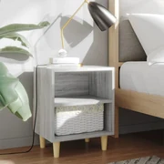vidaXL Nachtkastje met houten poten 40x30x50 cm grijs sonoma eiken