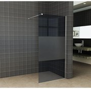 Wiesbaden Slim inloopdouche 120x200cm 8mm nano glas gedeeltelijk mat rookglas geborsteld staal sw203912/sw373481