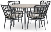 Tuinset Ronde Tuintafel 4 personen 125 cm Aluminium/Wicker Zwart  De Laan Projects
