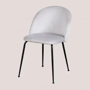 Kana Design Fluwelen Eetkamerstoel Perłowoszary & Zwart - Sklum