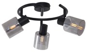 Moderne plafondlamp zwart met smoke glas wokkel 3-lichts - Cilin