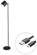 Vloerlamp zwart oplaadbaar incl. LED 4-staps dimbaar - Mateo Modern Binnenverlichting Lamp