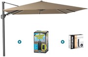 Platinum Challenger zweefparasol T2 - 3x3 m. - Taupe - met ingraafvoet en hoes