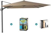 Platinum Challenger zweefparasol T2 - 3x3 m. - Taupe - met ingraafvoet en hoes