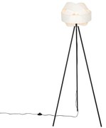 Moderne vloerlamp zwart met witte kap - Cloth