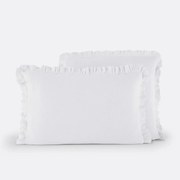 Effen kussensloop in tetra, met volant, Kumla