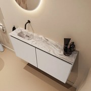 Mondiaz Ture DLux toiletmeubel 100cm linen met wastafel glace links zonder kraangat