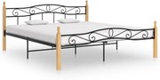 vidaXL Bedframe metaal en massief eikenhout zwart 200x200 cm