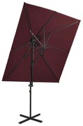 vidaXL Zweefparasol met dubbel dak 250x250 cm bordeauxrood