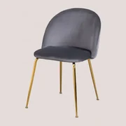 Kana Design Eetkamerstoel In Fluweel Grijs & Goud - Sklum