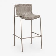 Hoog Krukje Van Synthetisch Riet En Staal Revia Moka Bruin & ↑75 Cm - Sklum