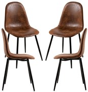 Set van 4 zwarte Teok kunstlederen stoelen