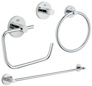 GROHE Essentials accessoireset 4-delig met handdoekring, handdoekhouder, handdoekhaak en toiletrolhouder zonder klep chroom 0438130/0438131/0438129/0438143/