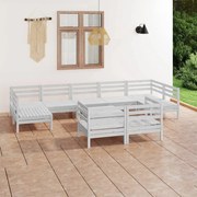 vidaXL 10-delige Loungeset massief grenenhout wit