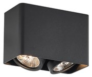 Design opbouwspot zwart GU10 70mm 2-lichts draai- en kantelbaar - Vox