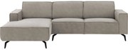 Goossens Hoekbank Hercules grijs, microvezel, 2,5-zits, modern design met chaise longue links