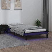 vidaXL Bedframe LED massief hout zwart 90x200 cm