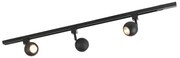 Modern railsysteem met 3 spots zwart 1-fase  - Iconic Gissi