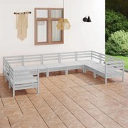 vidaXL 9-delige Loungeset massief grenenhout wit